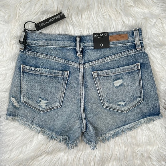 Blank NYC Distressed Denim Shorts Mid Rise Size 24 - Picture 4 of 8